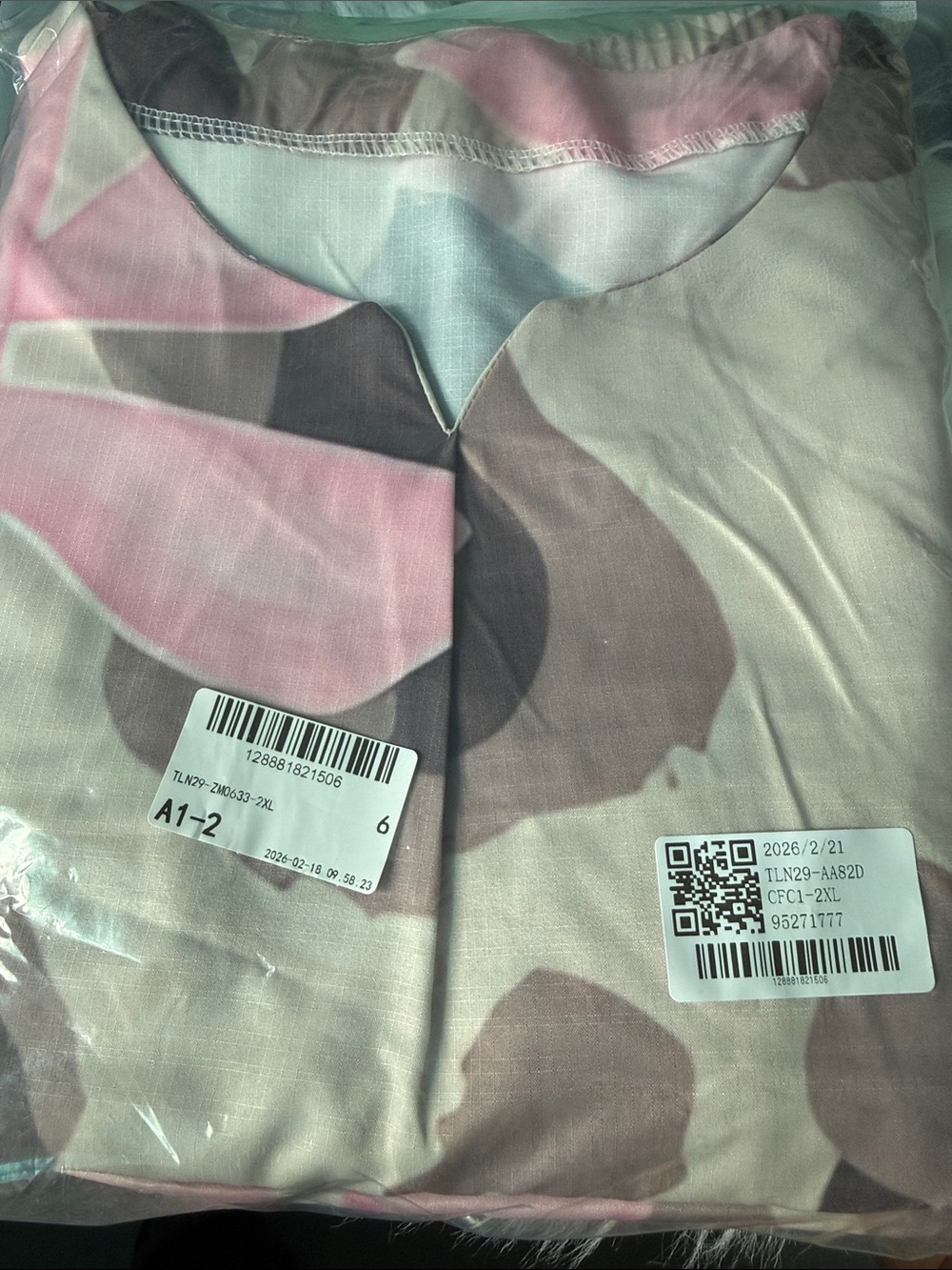 Abstract Pink and Taupe Print Top
